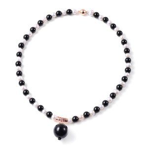 Black Agate and Freshwater Pearl Beads Necklace